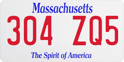 MA license plate 304ZQ5