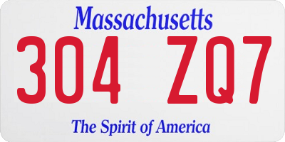 MA license plate 304ZQ7