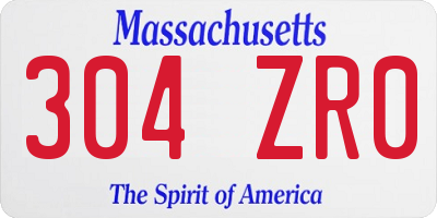 MA license plate 304ZR0