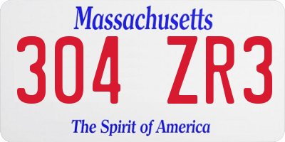 MA license plate 304ZR3