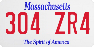 MA license plate 304ZR4