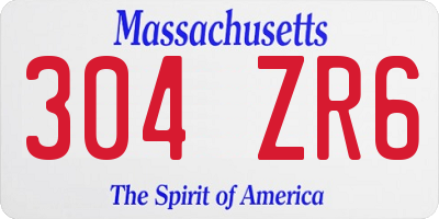 MA license plate 304ZR6