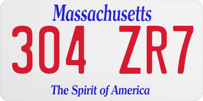 MA license plate 304ZR7