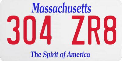 MA license plate 304ZR8
