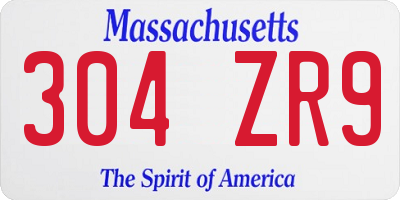 MA license plate 304ZR9