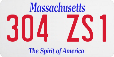MA license plate 304ZS1