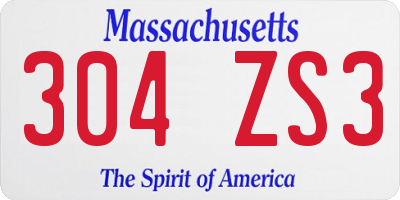 MA license plate 304ZS3