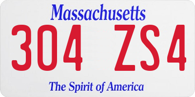 MA license plate 304ZS4