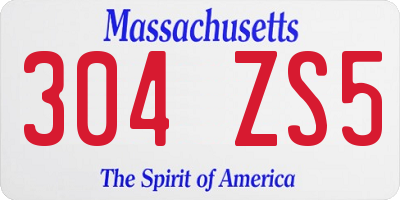 MA license plate 304ZS5