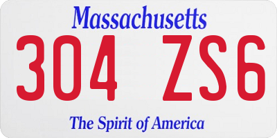 MA license plate 304ZS6