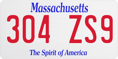 MA license plate 304ZS9