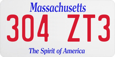 MA license plate 304ZT3