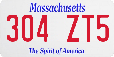 MA license plate 304ZT5
