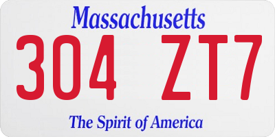 MA license plate 304ZT7