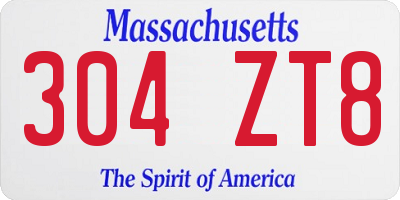 MA license plate 304ZT8