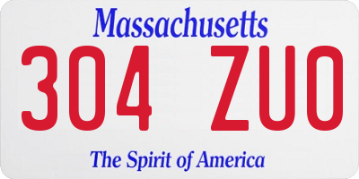 MA license plate 304ZU0