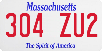 MA license plate 304ZU2