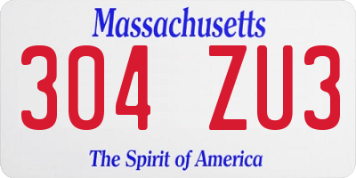 MA license plate 304ZU3