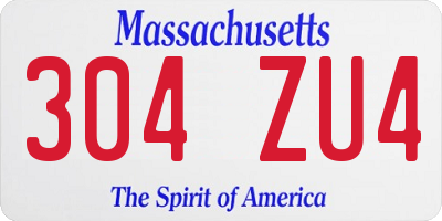 MA license plate 304ZU4