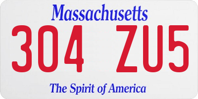 MA license plate 304ZU5