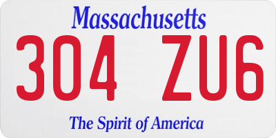 MA license plate 304ZU6