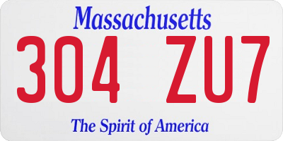 MA license plate 304ZU7