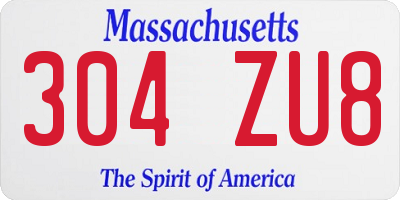 MA license plate 304ZU8
