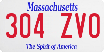 MA license plate 304ZV0