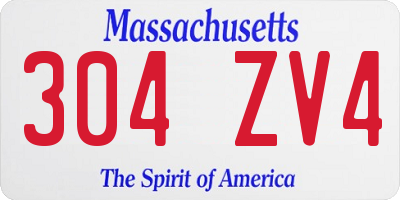 MA license plate 304ZV4