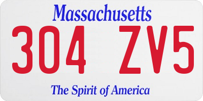MA license plate 304ZV5