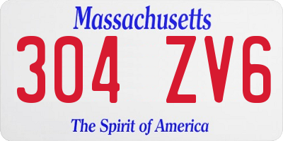 MA license plate 304ZV6