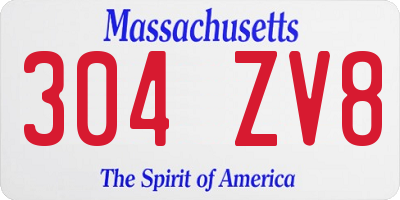 MA license plate 304ZV8
