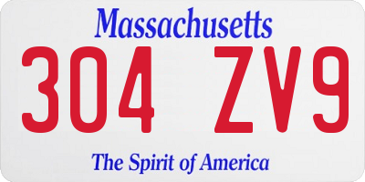 MA license plate 304ZV9