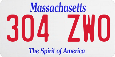 MA license plate 304ZW0