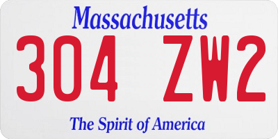 MA license plate 304ZW2