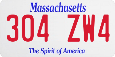 MA license plate 304ZW4