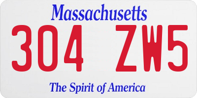 MA license plate 304ZW5