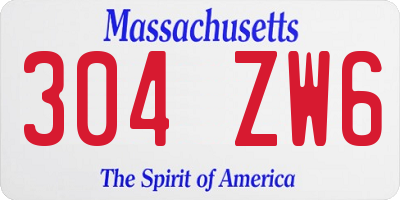 MA license plate 304ZW6