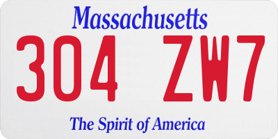 MA license plate 304ZW7