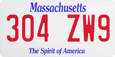 MA license plate 304ZW9