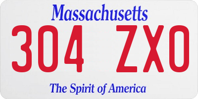 MA license plate 304ZX0