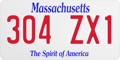MA license plate 304ZX1