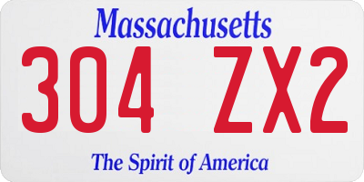 MA license plate 304ZX2