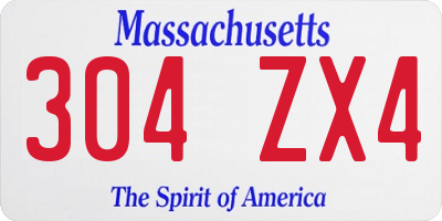 MA license plate 304ZX4