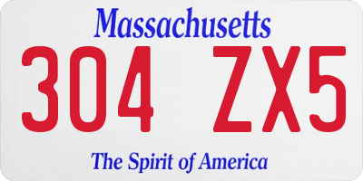 MA license plate 304ZX5