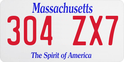 MA license plate 304ZX7