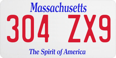 MA license plate 304ZX9