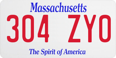 MA license plate 304ZY0