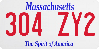 MA license plate 304ZY2