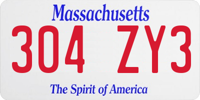 MA license plate 304ZY3